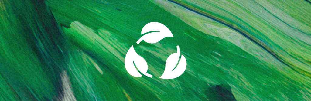 Logotipo com folhas sobre fundo verde arte abstrata