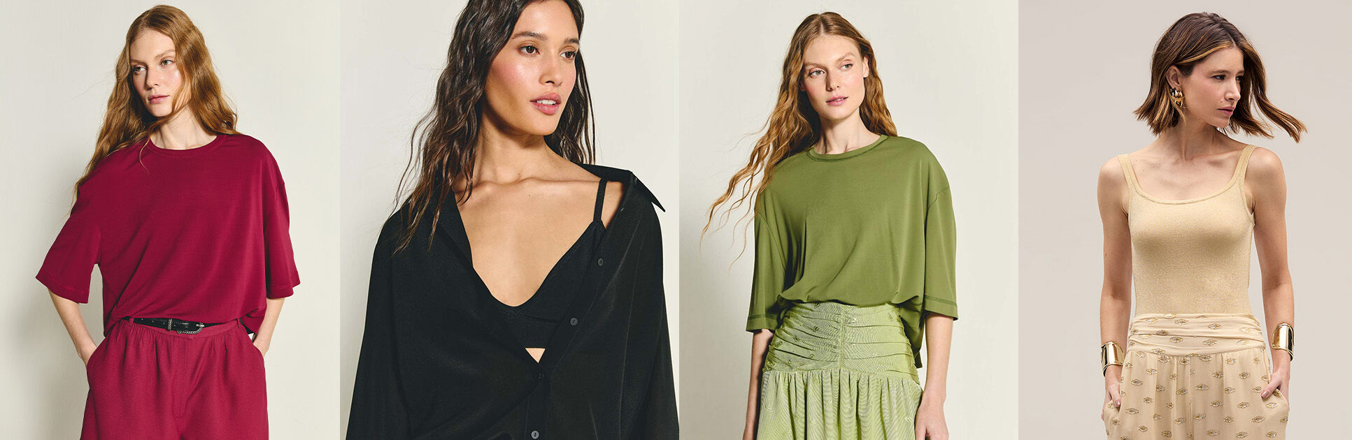 Moda feminina com blusas e saias elegantes