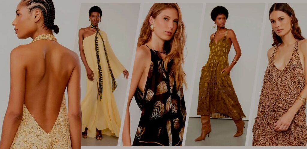 Modelos de vestidos elegantes em cores variadas